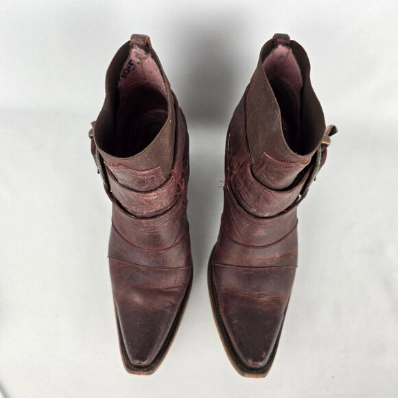 Women's Brown Leather Ankle Boots - Picture 3 of 12